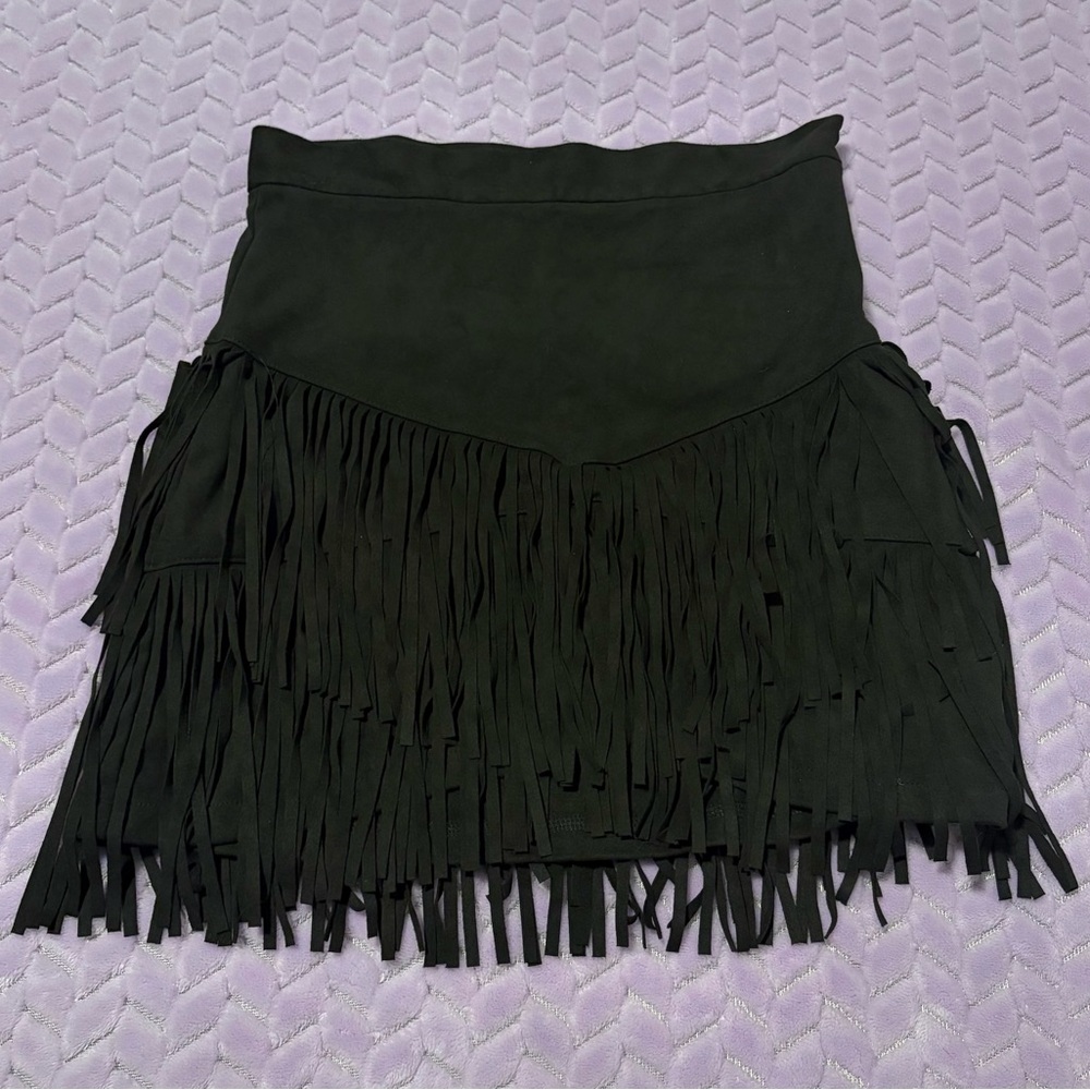 Altar'd State Black Fringe Midi Skirt